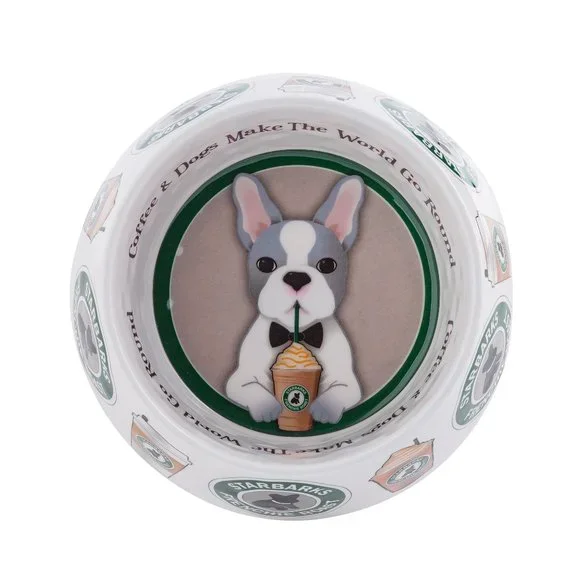 Starbarks Frenchie Roast Dog bowls and placemat